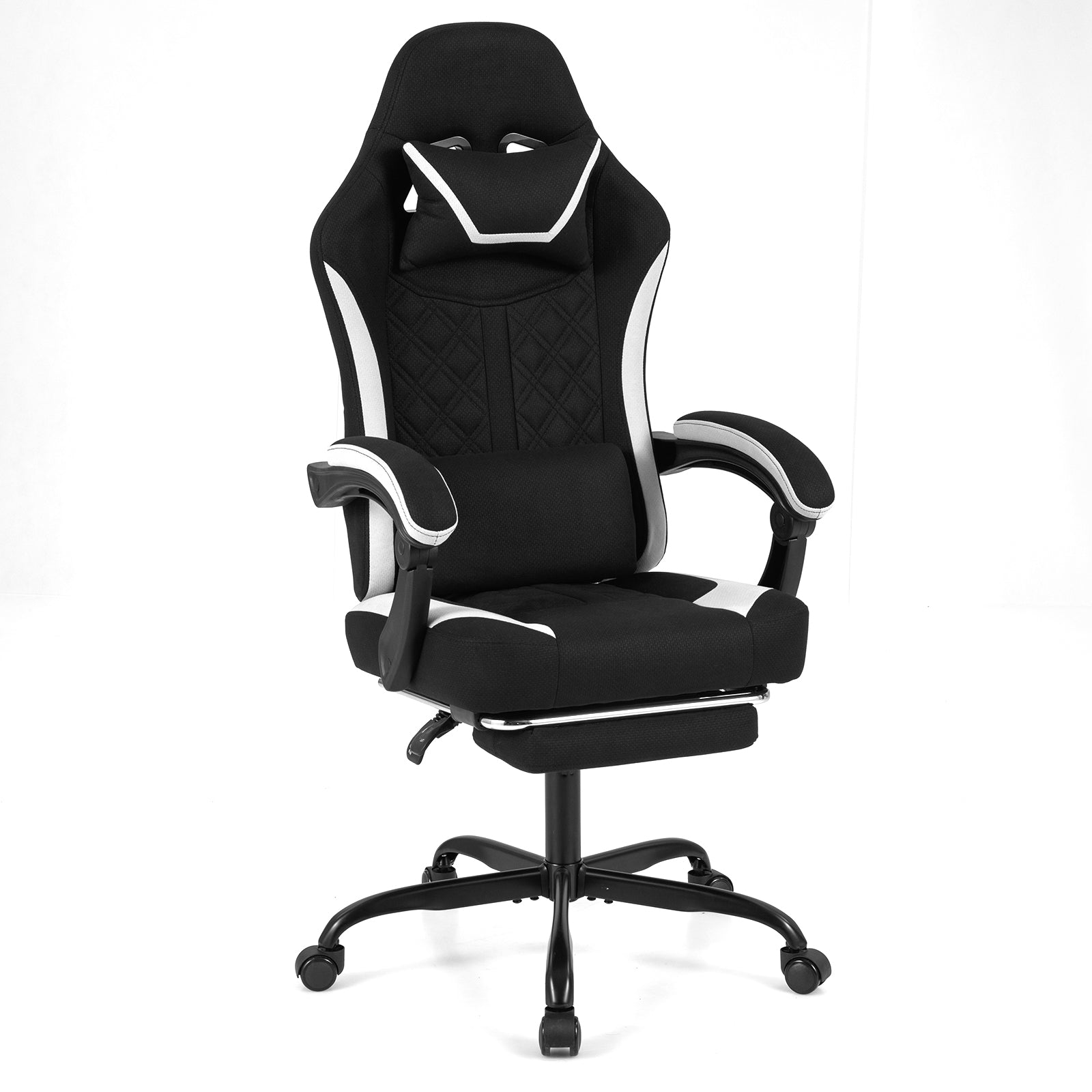 Gaming Chair Height Adjustable Computer Chair with Headrest Footrest & 360¬∞ Swivel Seat-Black