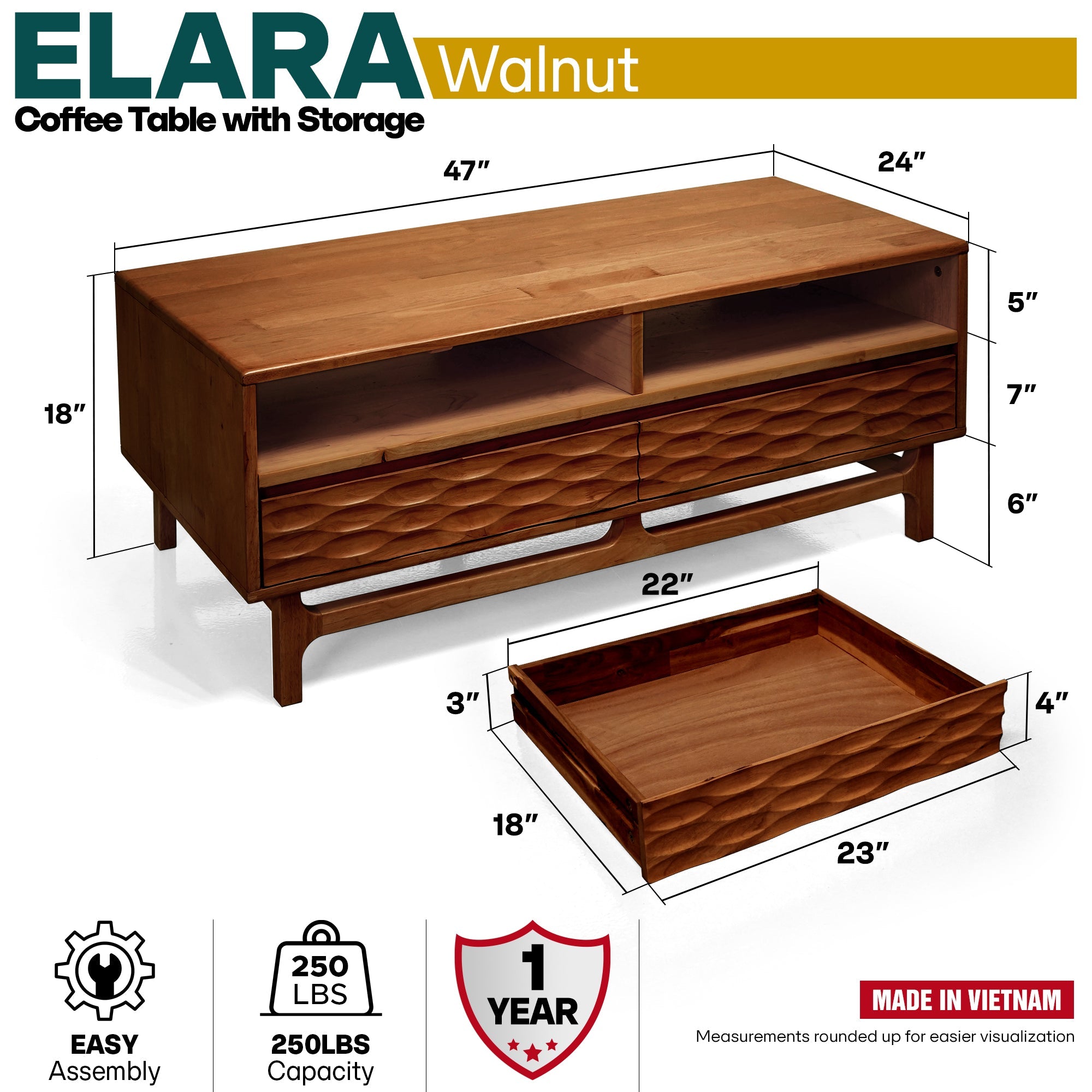 Elara Wooden Coffee Table