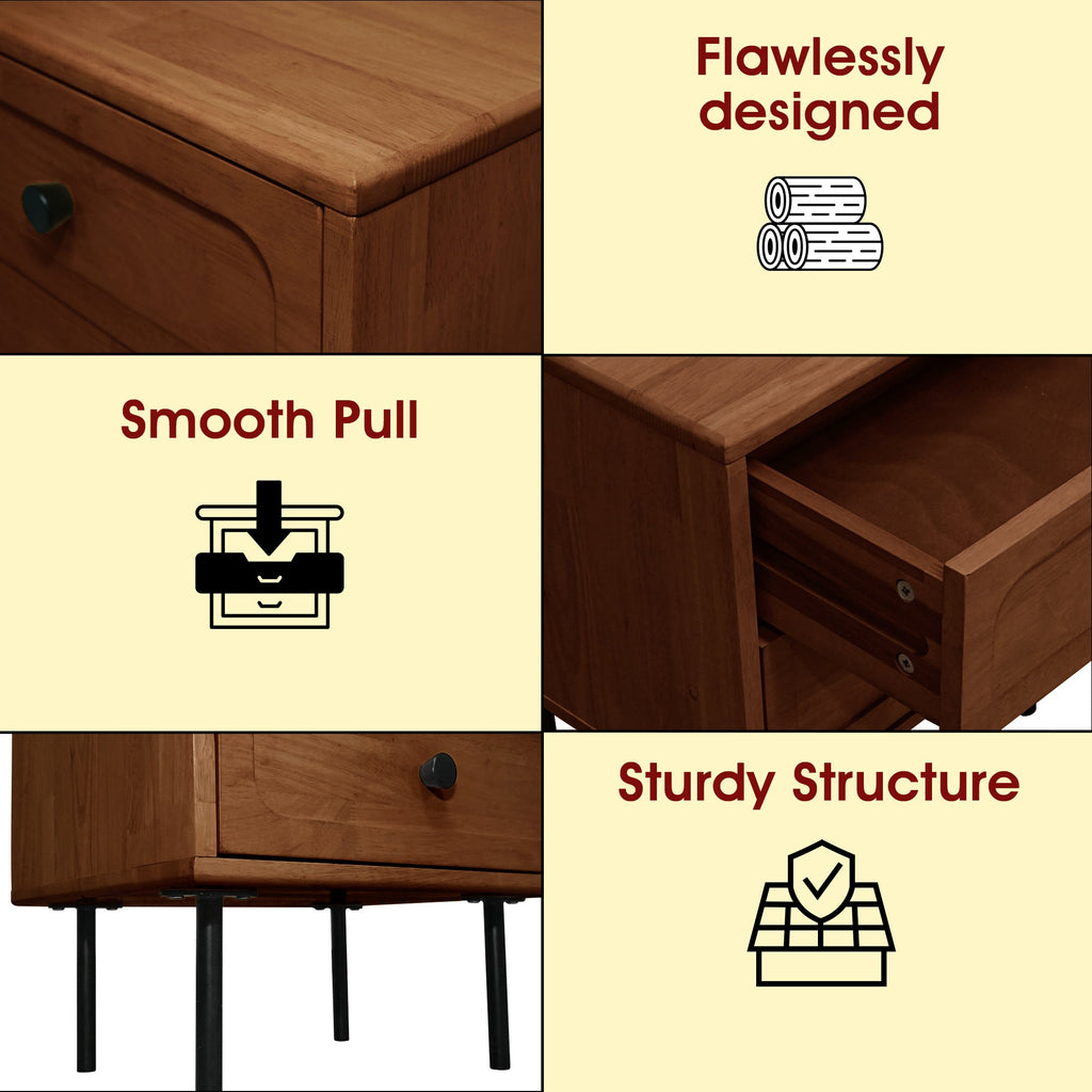 Savana Solid Wood 2-Drawer Nightstand