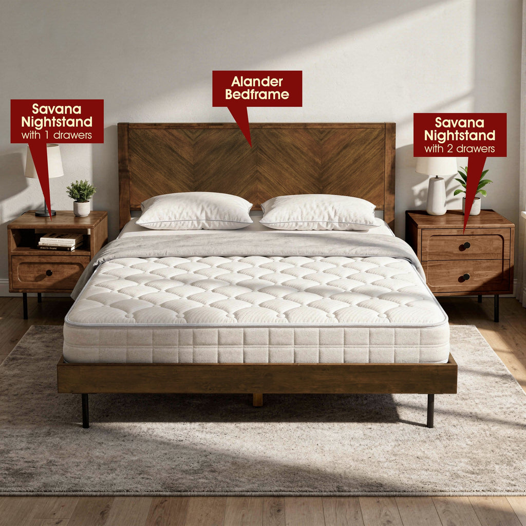 Savana Solid Wood 2-Drawer Nightstand
