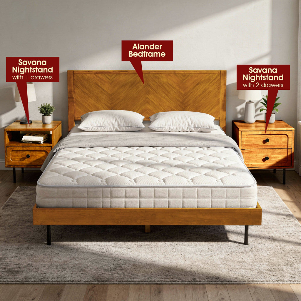 Savana Solid Wood 2-Drawer Nightstand