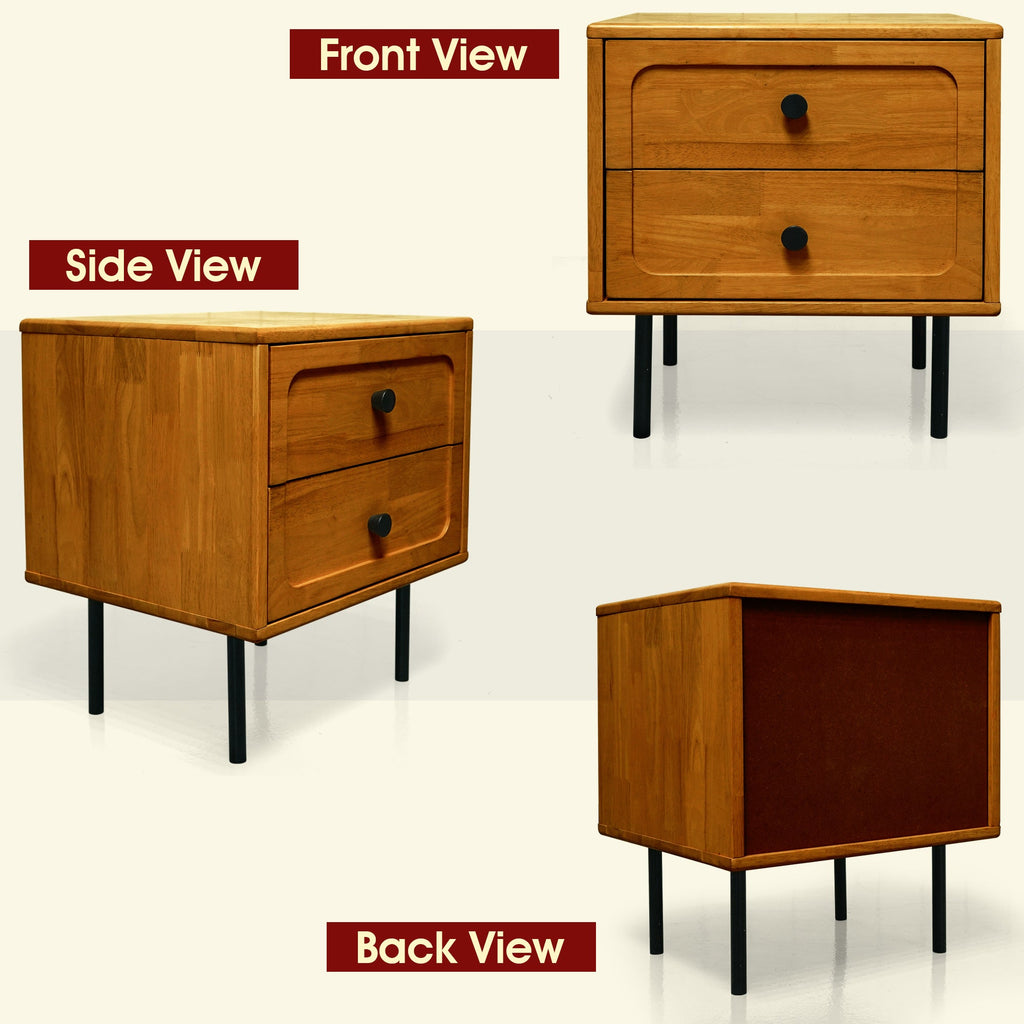 Savana Solid Wood 2-Drawer Nightstand