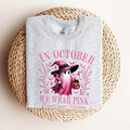 In October We Wear Pink Ghost T-Shirt - Breast Cancer Awareness & Halloween Tee, Pink Ribbon Shirt