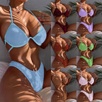 Lace up Backless Beach Bikini Multi color Underwire Triangle Two piece Swimsuit