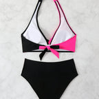 Independent Station Separated Printed Bikini Set Sexy Color Block Swimsuit Women