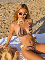 Women's Two-Piece Sexy Bikini Set Casual Striped Swimsuit