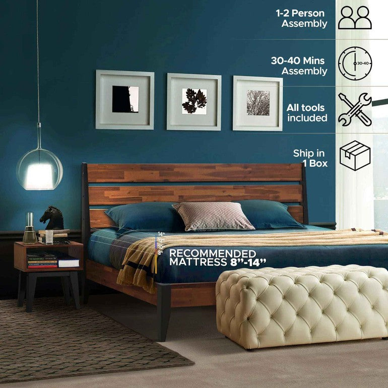 [Buy 1 Get 1] Emery Solid Wood Bed Frame & Nightstand