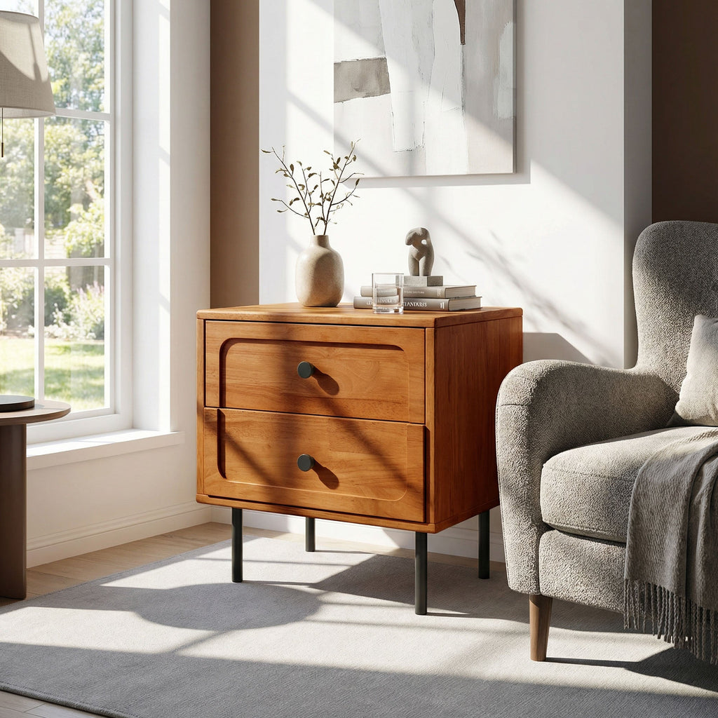 Savana Solid Wood 2-Drawer Nightstand