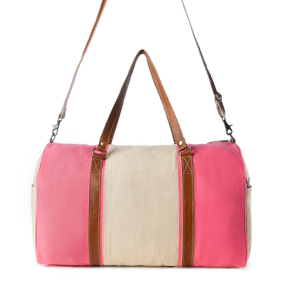 Myra Wandermark Vintage Traveller Bag for Men in pink with leather detail