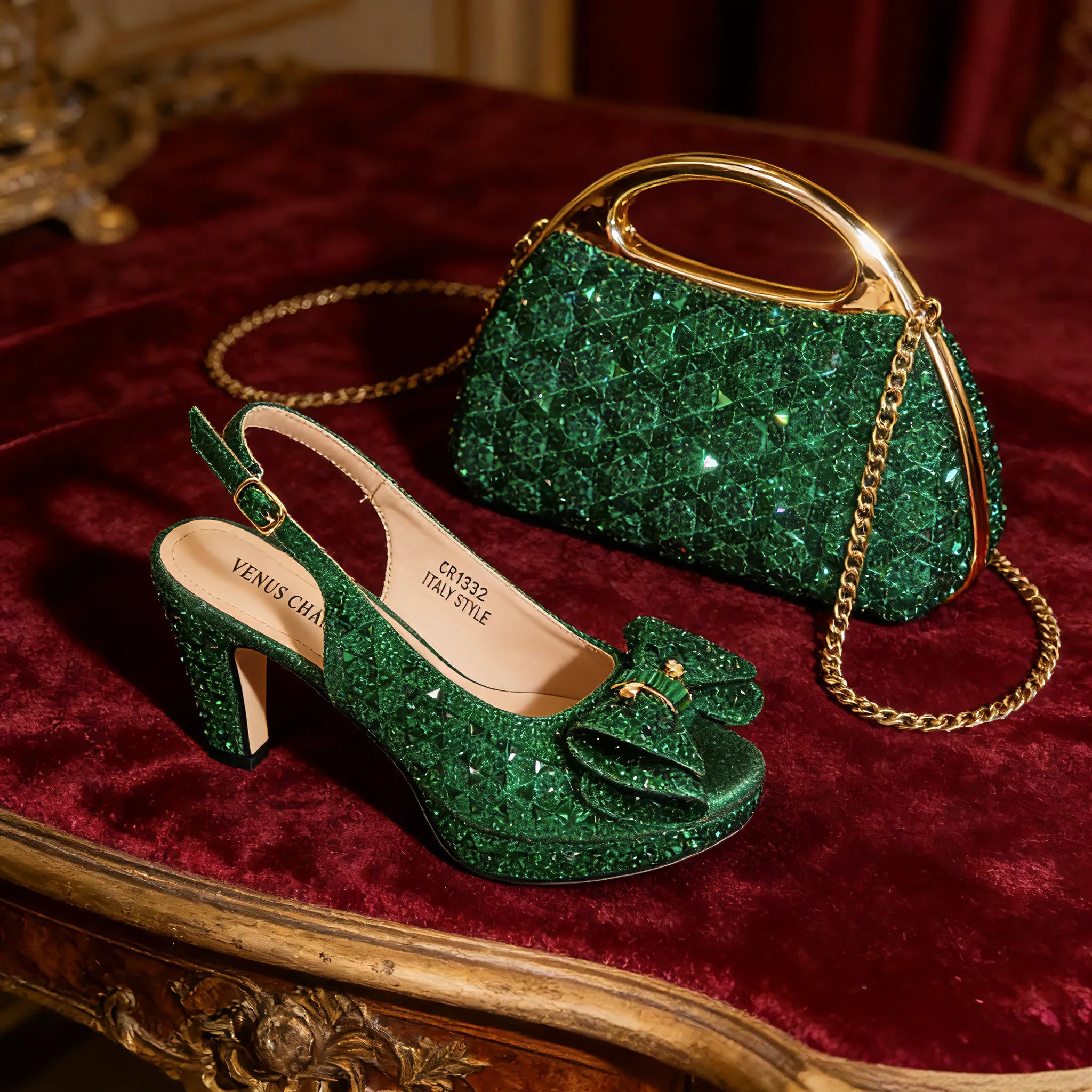 Latest Peep-Toe High Heel and Bag Set EDS40