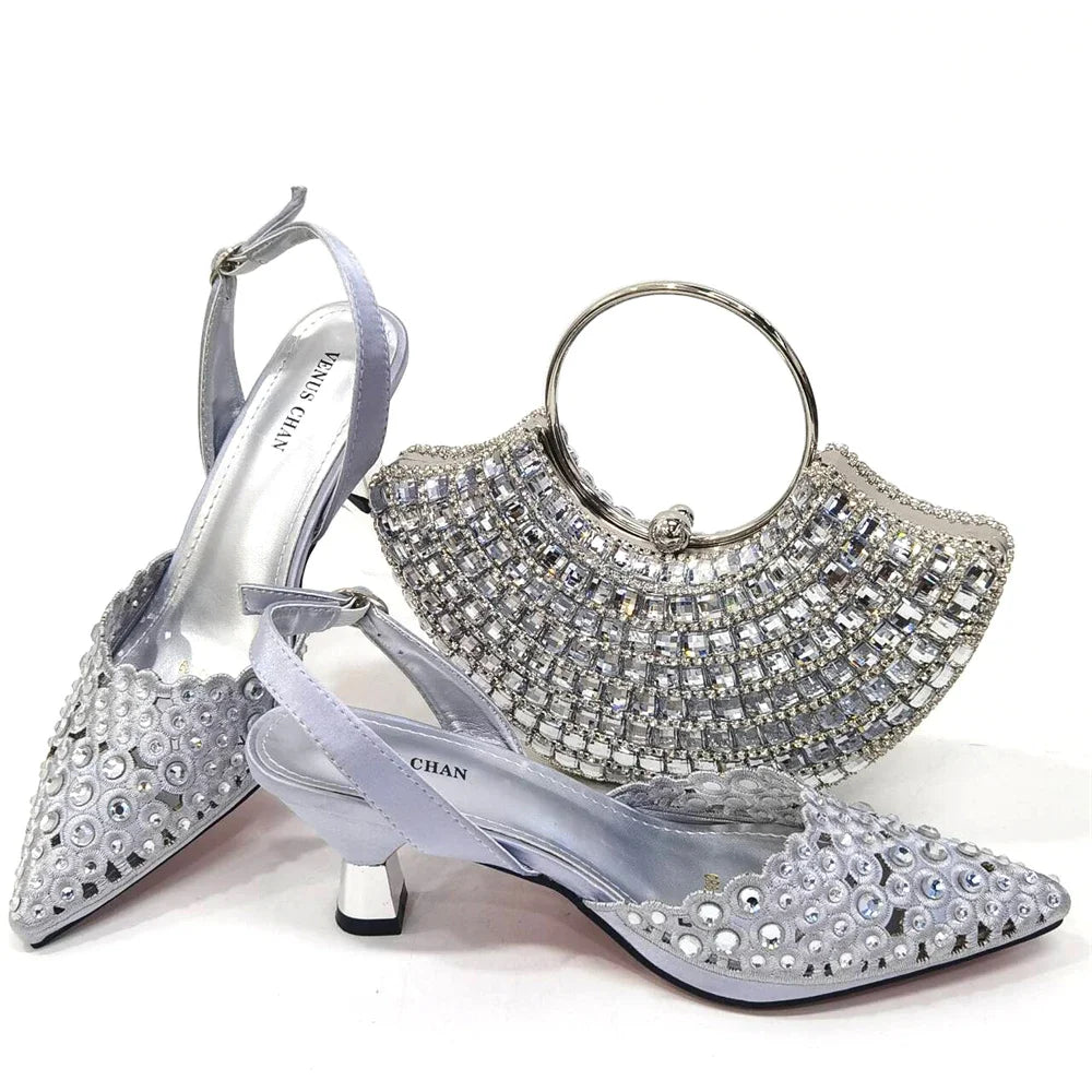 Latest Luxury Pattern Ladies Shoes And Bag Set ED215