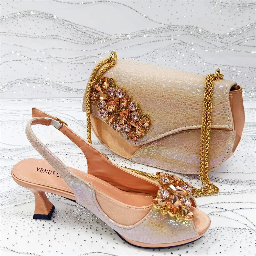 Newest Style Elegant Women High Heels And Bag Set EDS345