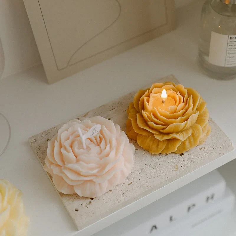 Creative Peony Candle Floral Fragrance Mothers Day Gift Idea Handmade Soy Wax Aromatherapy for Home Decor Favor Present