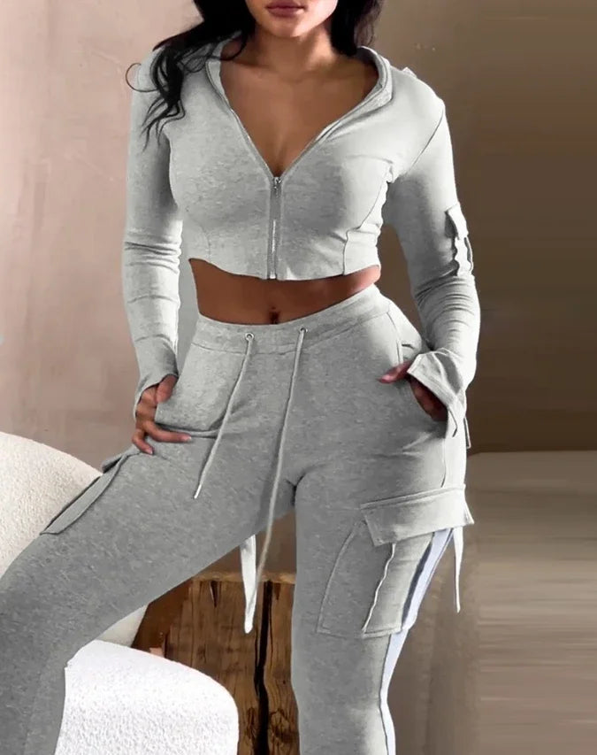 Zip Crop Hoodie & V-Waist Jogger Set
