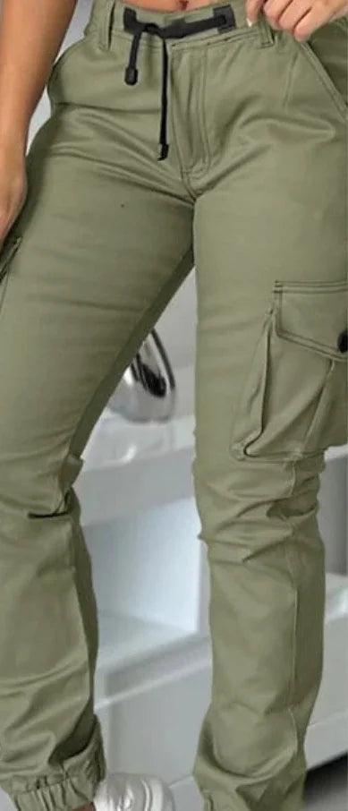 Women's High Waist Slim Cargo Pants