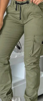 Women's High Waist Slim Cargo Pants