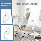Ergonomic Office Computer Desk Chair Flip-up Arms Adjustable Headrests Comfortable Lumbar Support For Home Office