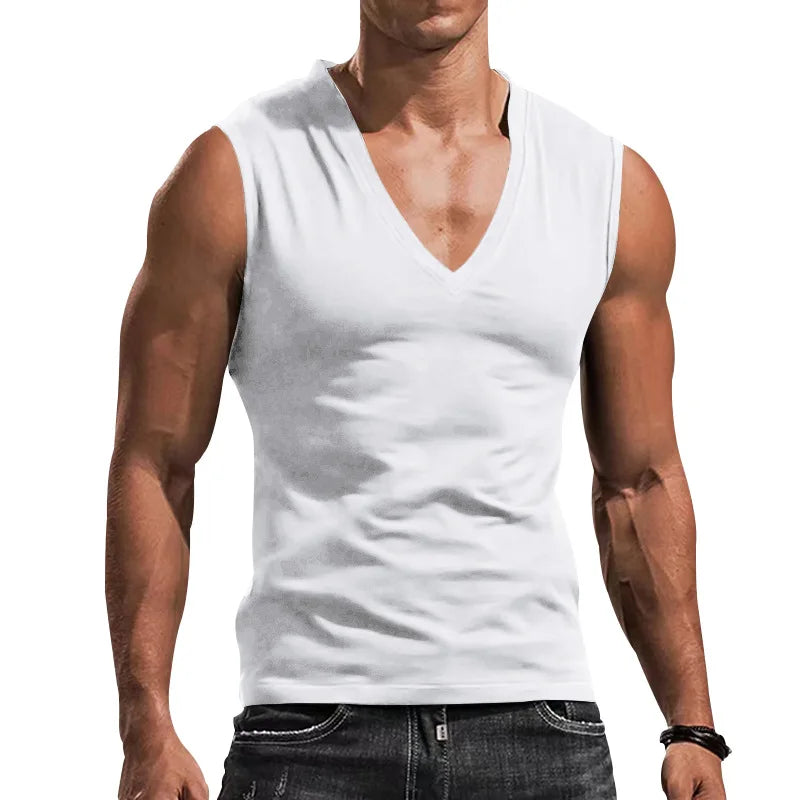 Men's Summer Cotton V-Neck Gym Tank Top