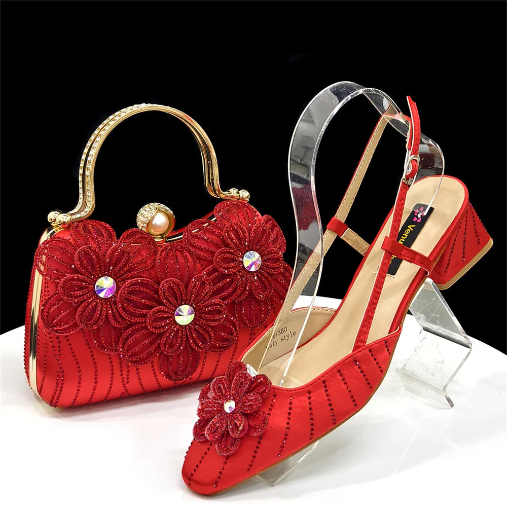 Italian Fashion Women's Elegant Heels & Clutch Bag Set EDS317