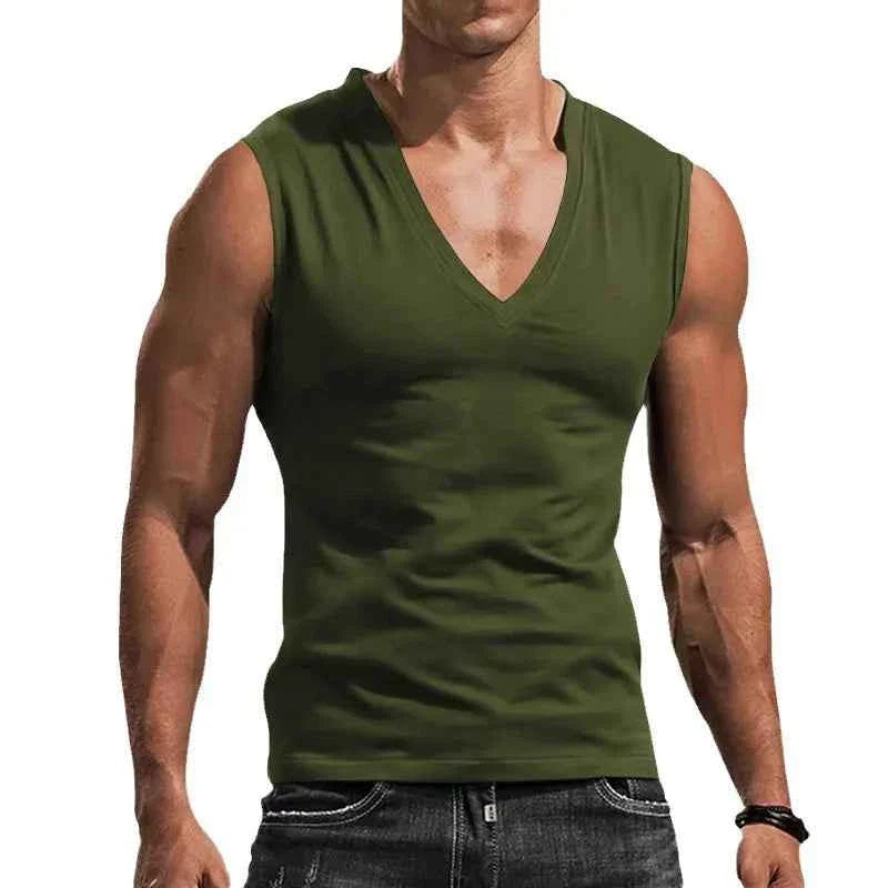 Men's Summer Cotton V-Neck Gym Tank Top