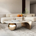 Milan Marble Oval Coffee Table With Metal Frame Legs