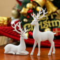 2 Pcs Christmas Reindeer Decor Resin Standing Sitting Deer Figurine Reindeer Christmas Decoration for Home Indoor Xmas Holiday