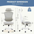 Ergonomic Office Computer Desk Chair Flip-up Arms Adjustable Headrests Comfortable Lumbar Support For Home Office