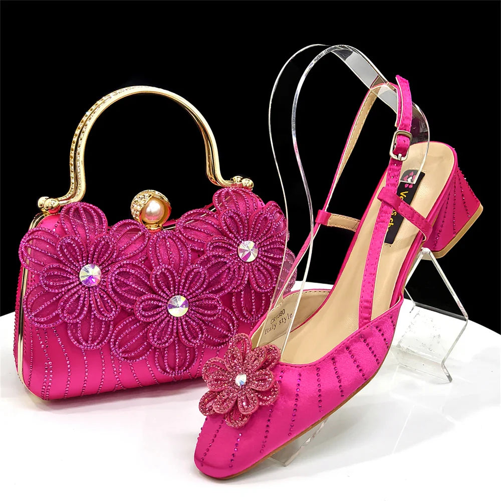 Italian Fashion Women's Elegant Heels & Clutch Bag Set EDS317