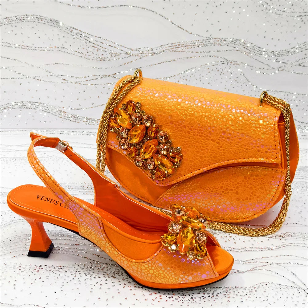 Newest Style Elegant Women High Heels And Bag Set EDS345