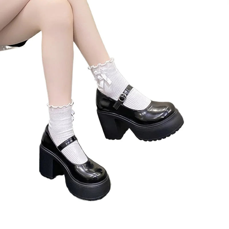Ladies Spring Autumn New Leather Shoes Fashion versatile hotgirl single footwear Vintage Mary Jane pumps Casual women high heels