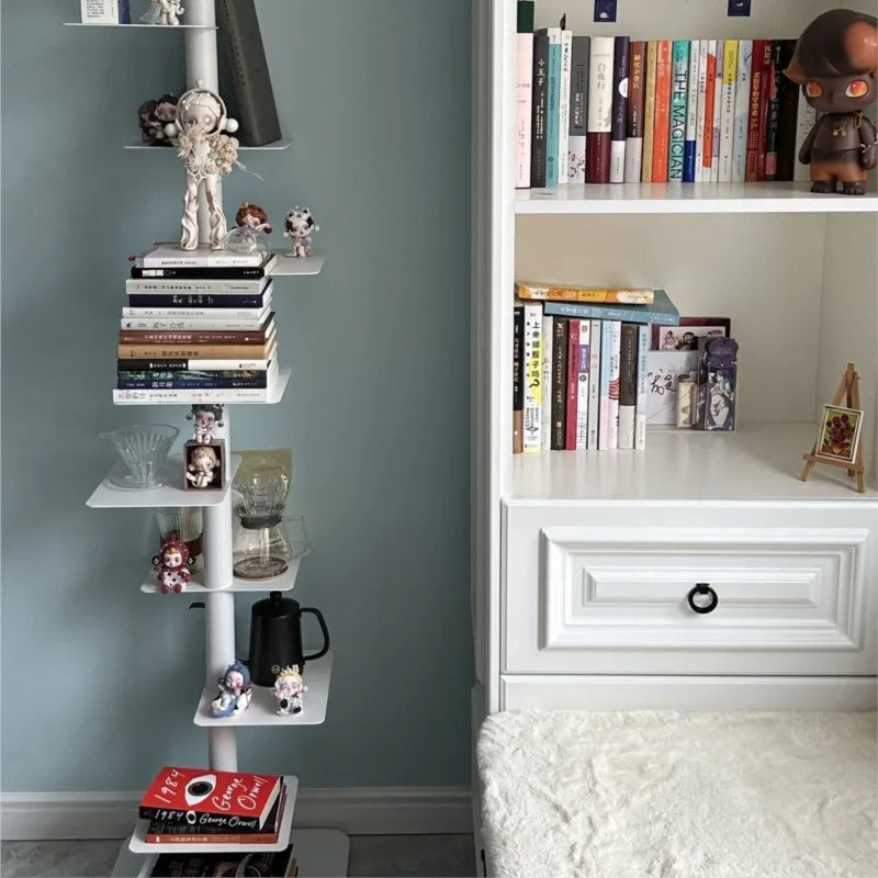 Living Plus Iron Living Room Shelf Simple Storage Floor Ins Creative Multi-layer Rotating Invisible Display Shelf Bookshelf