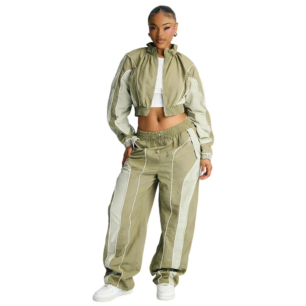 Women's Lightweight Nylon Training Tracksuit Set