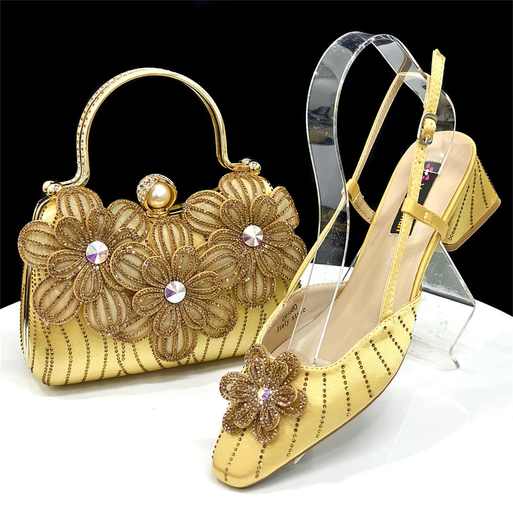 Italian Fashion Women's Elegant Heels & Clutch Bag Set EDS317