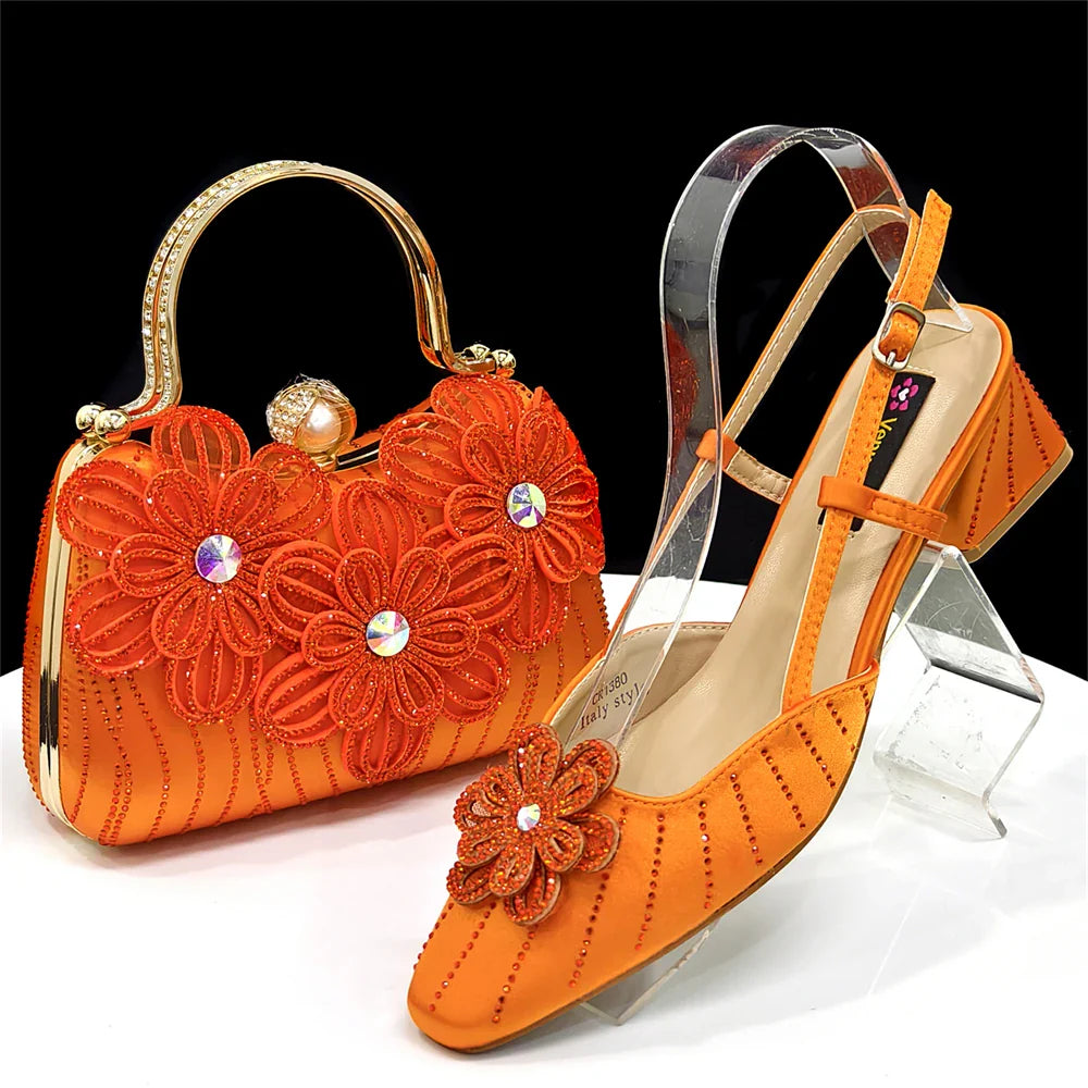 Italian Fashion Women's Elegant Heels & Clutch Bag Set EDS317