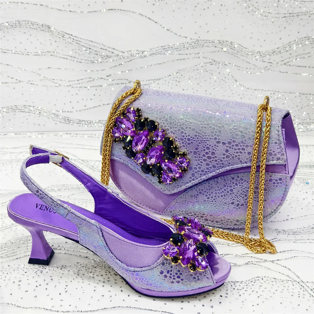 Newest Style Elegant Women High Heels And Bag Set EDS345