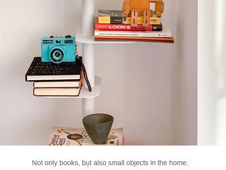 Living Plus Iron Living Room Shelf Simple Storage Floor Ins Creative Multi-layer Rotating Invisible Display Shelf Bookshelf
