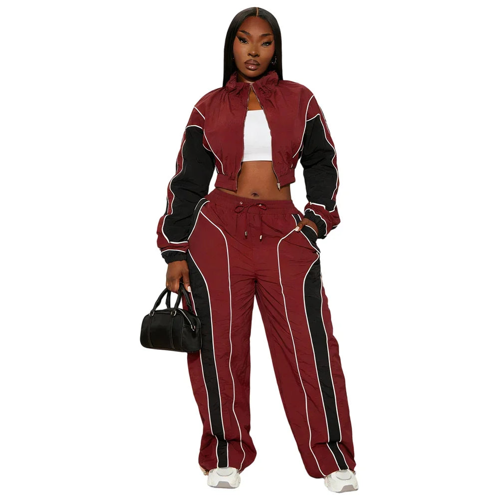 Women's Lightweight Nylon Training Tracksuit Set