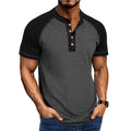 Men's Retro Patchwork Stand Collar T-Shirt