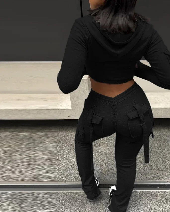 Zip Crop Hoodie & V-Waist Jogger Set