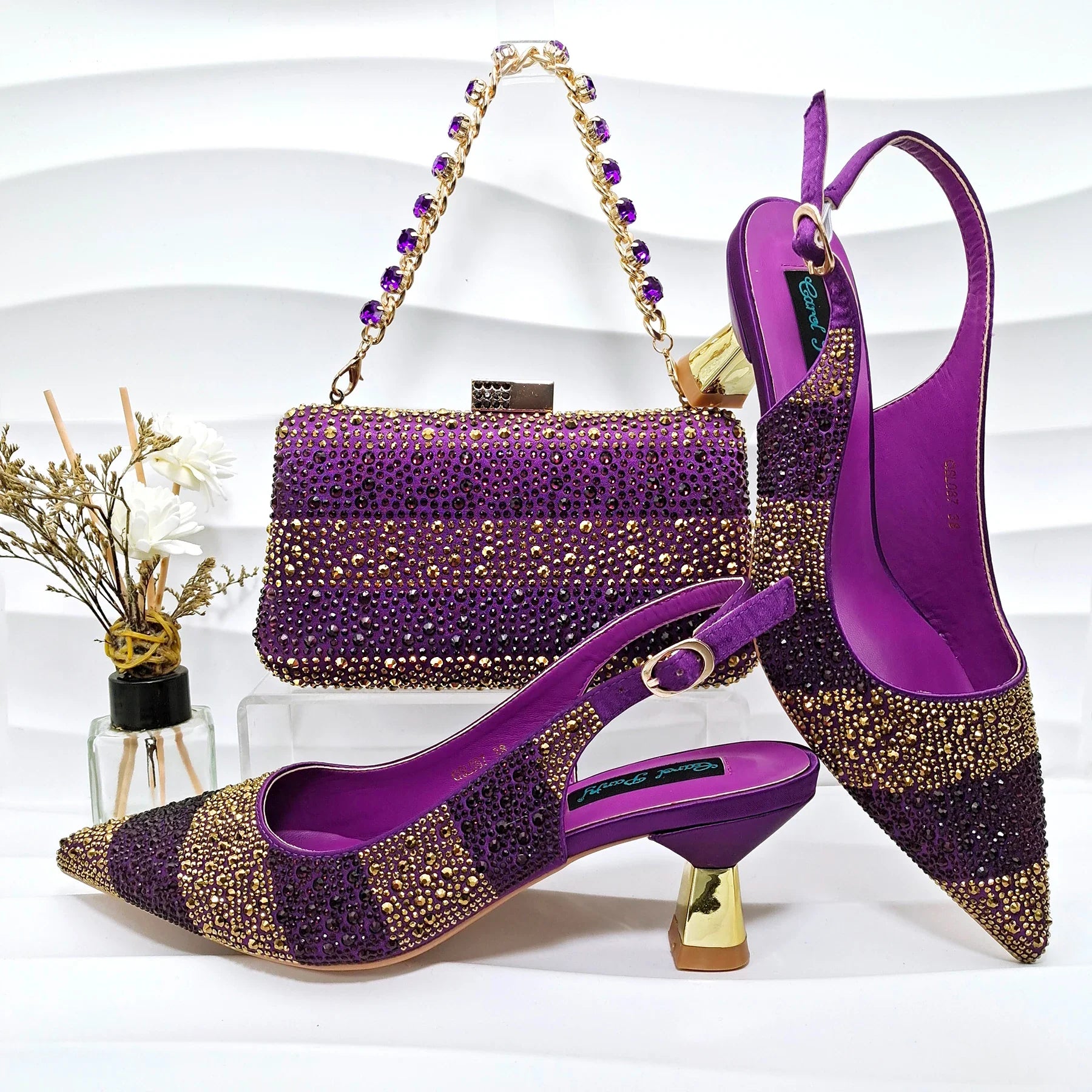 High Quality African Style Ladies Shoes And Bags Set ED125