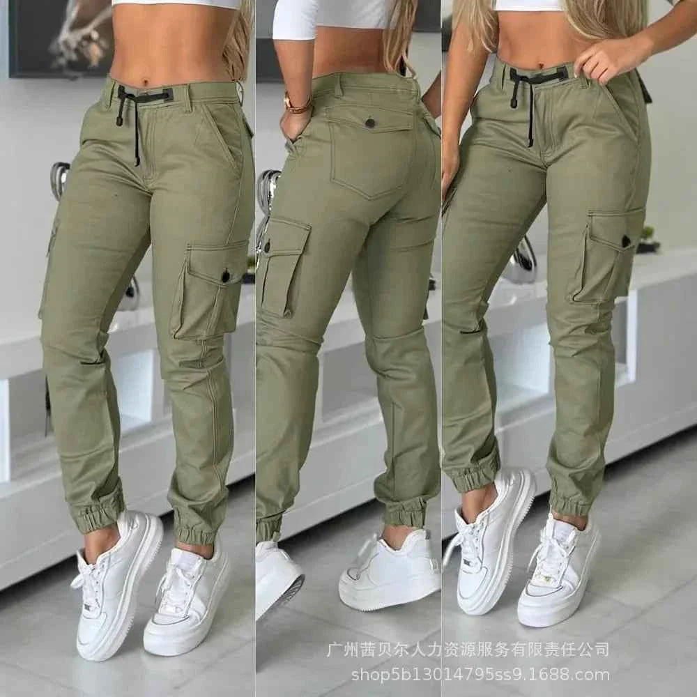 Women's High Waist Slim Cargo Pants