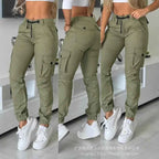 Women's High Waist Slim Cargo Pants
