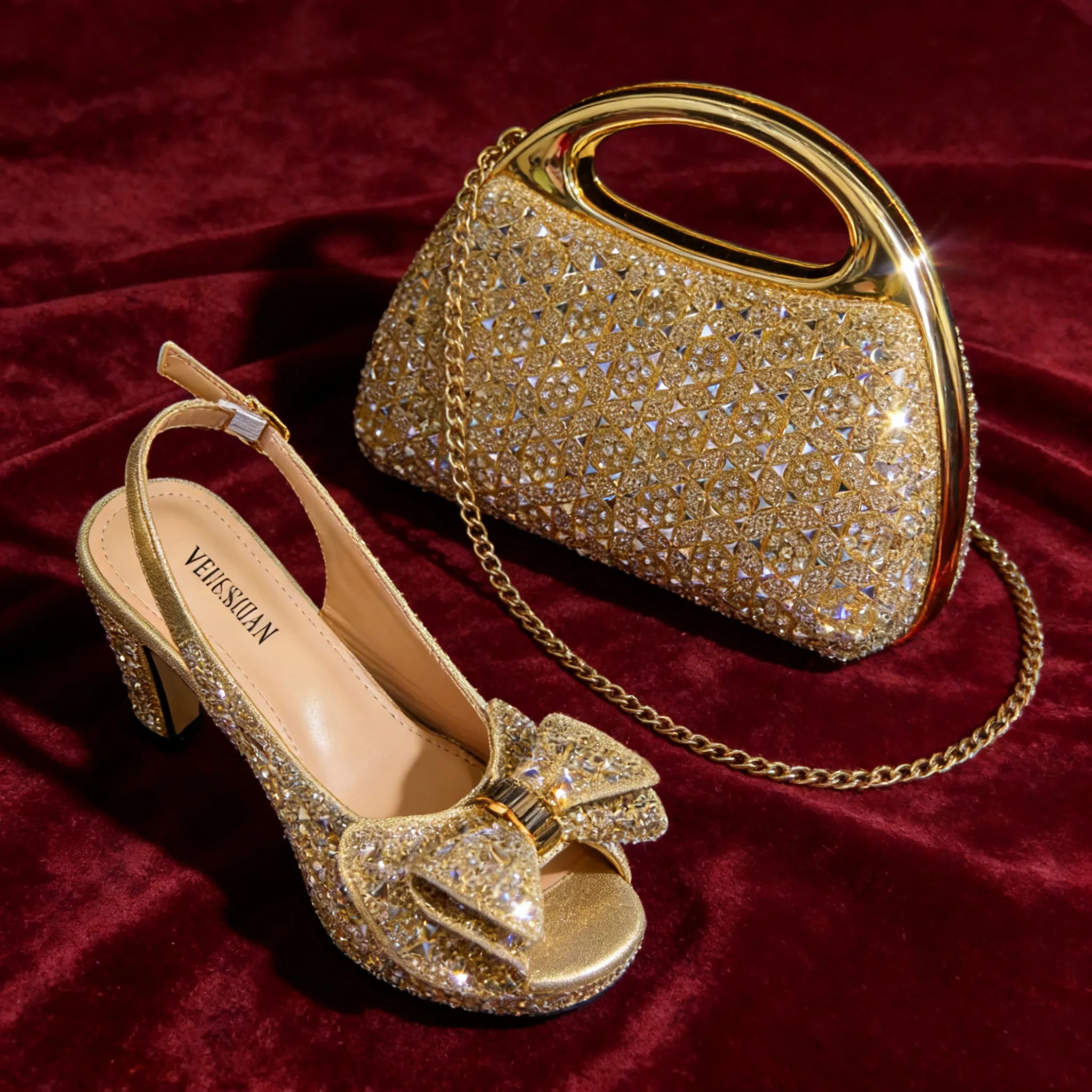 Latest Peep-Toe High Heel and Bag Set EDS40