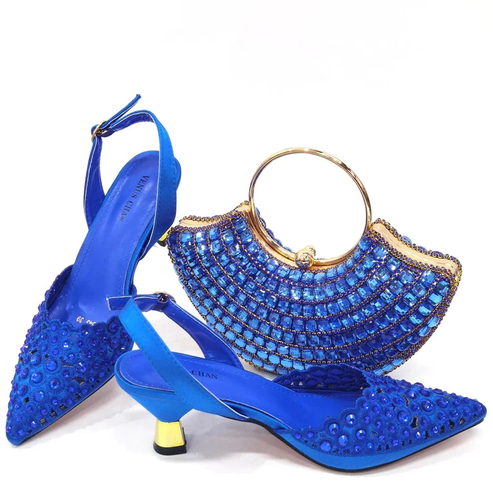 Latest Luxury Pattern Ladies Shoes And Bag Set ED215