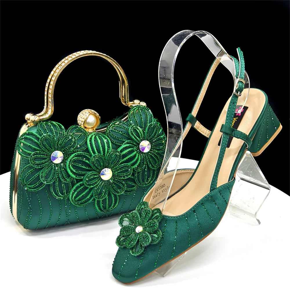 Italian Fashion Women's Elegant Heels & Clutch Bag Set EDS317