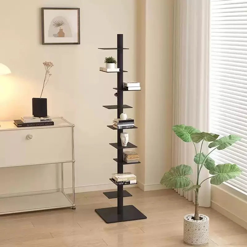 Living Plus Iron Living Room Shelf Simple Storage Floor Ins Creative Multi-layer Rotating Invisible Display Shelf Bookshelf