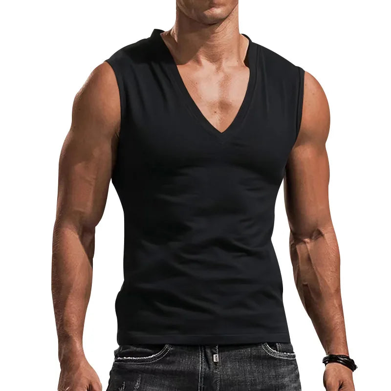 Men's Summer Cotton V-Neck Gym Tank Top
