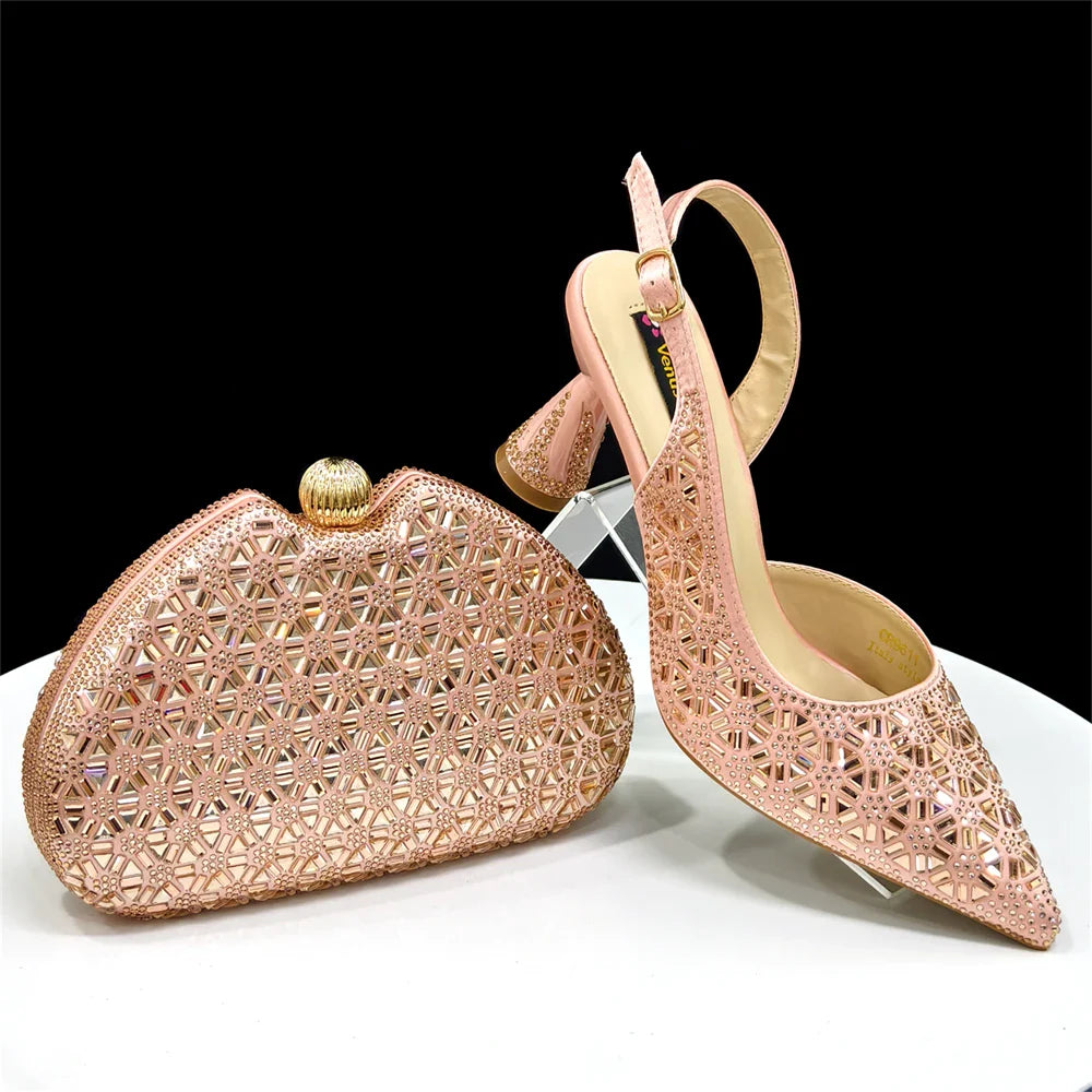 Elegant Italian Design Women's Shoes and Bag Set EDS45