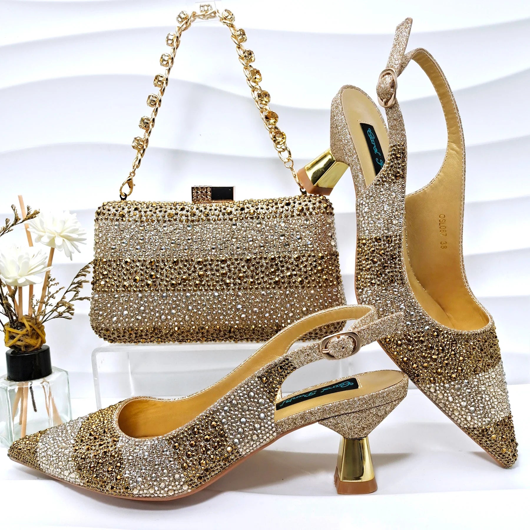High Quality African Style Ladies Shoes And Bags Set ED125