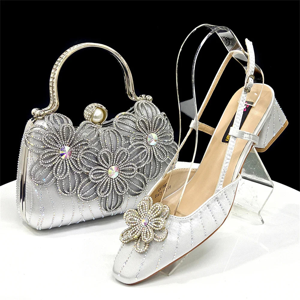 Italian Fashion Women's Elegant Heels & Clutch Bag Set EDS317
